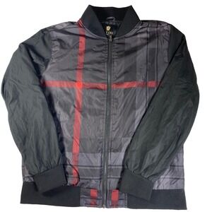 PAVINI Men's Bomber Jacket Size M Black Plaid Full Zip Light Casual Outerwear